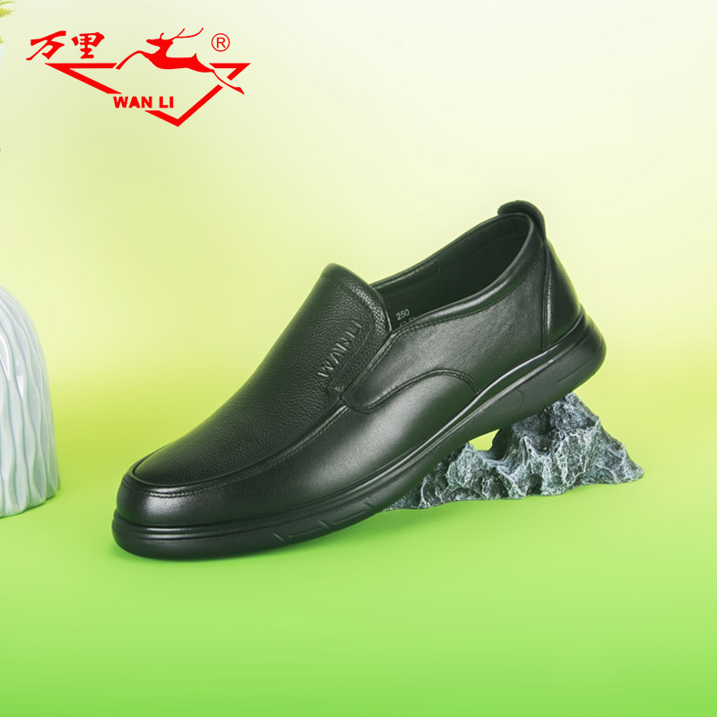 万里四季商务休闲皮鞋简约真皮