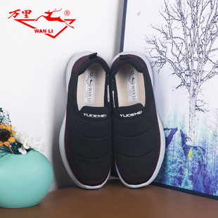 万里新款简约女鞋舒适运动单鞋轻便飞织一脚蹬休闲鞋HJT2139