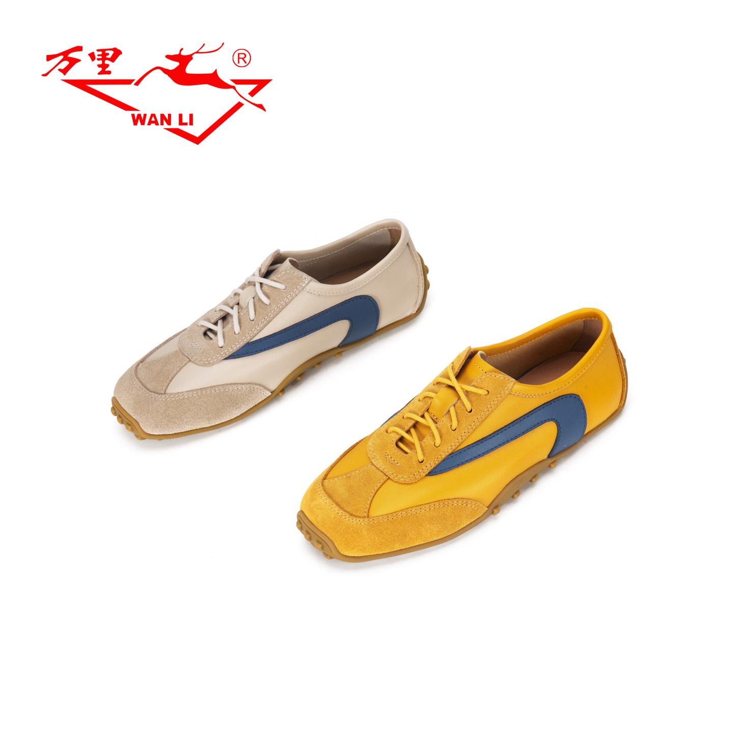 万里新款运动休闲鞋时尚学院风单鞋舒适平底低帮系带女鞋BLT2356