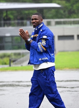 FCG自主SS24Drake机车风格联名公鸭刺绣徽章字母图案机车夹克棉服