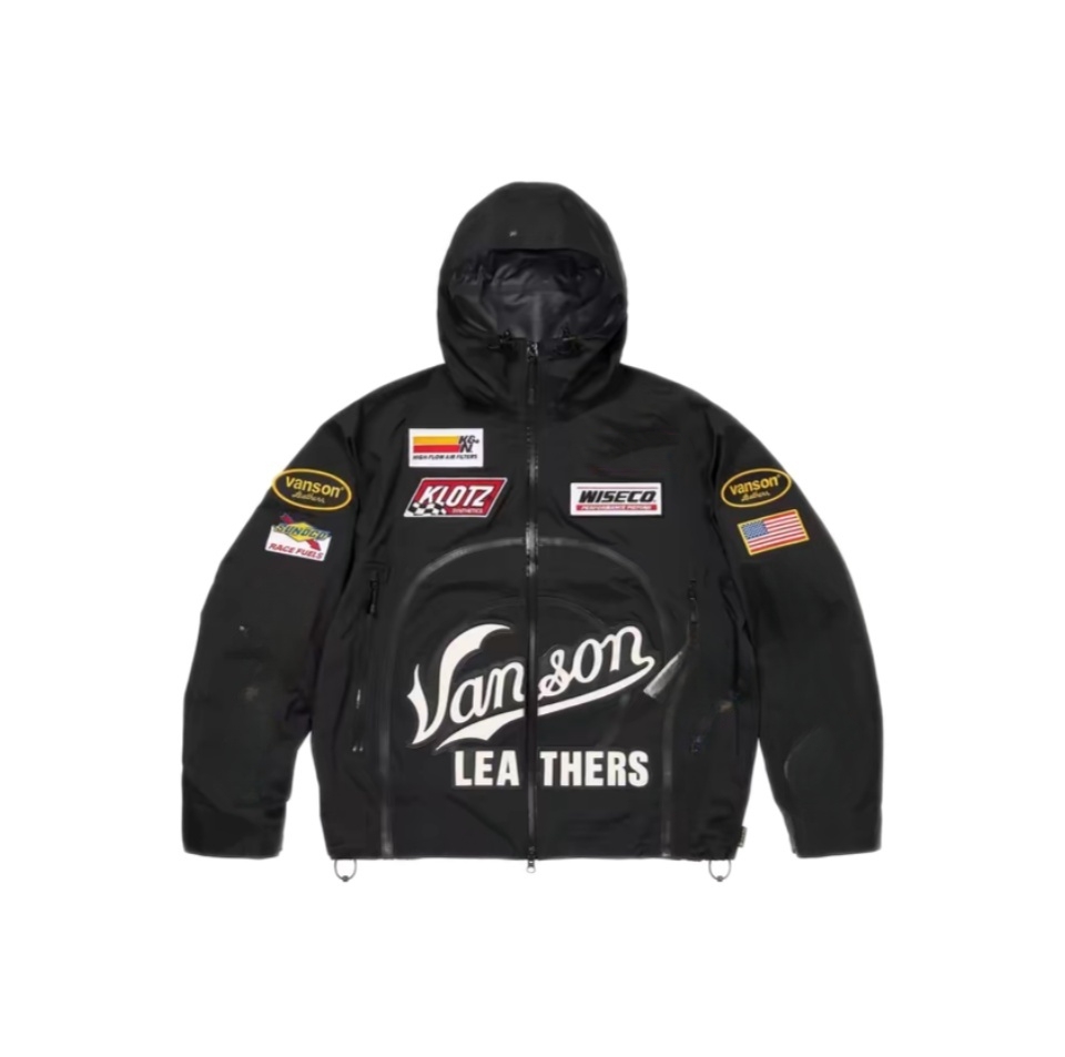 FCG&FW25联名Shell Jacket休闲徽标贴花图案拉链夹克外套男女同款