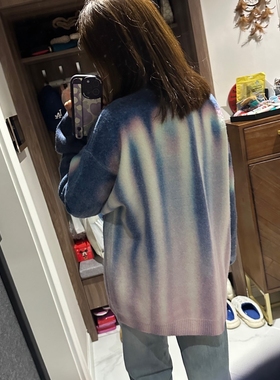 FCG自主FW23 Blurred Sweater联名模糊Logo渐变圆领毛衣针织衫