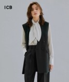 背心马夹马甲商场同款 ICB日系春季 通勤职业羊毛混纺V领双排扣西装