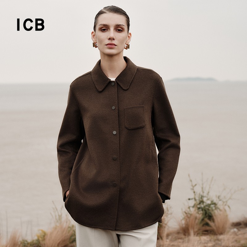 羊毛山羊绒混纺毛呢外套商场同款