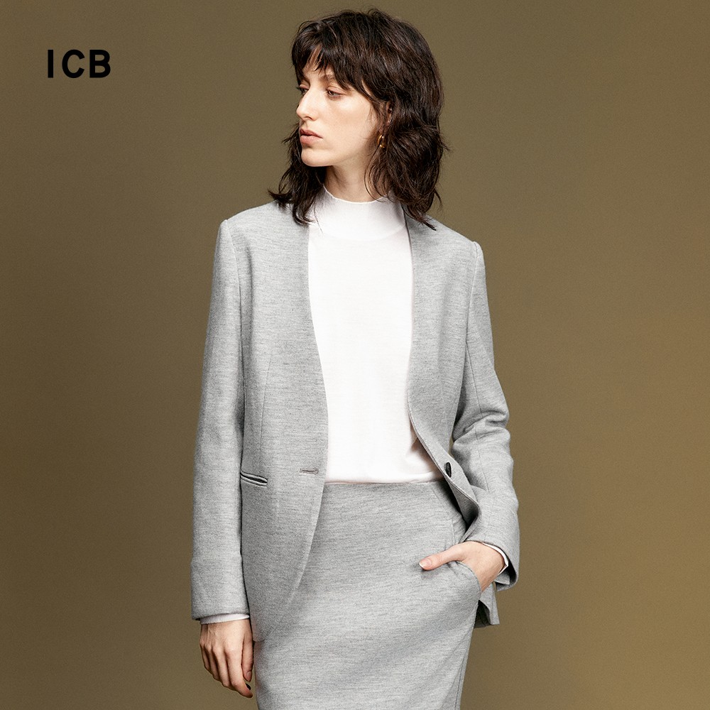 直筒版纯羊毛一粒扣西装商场同款