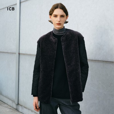 宽松版仿皮草二面穿棉衣商场同款