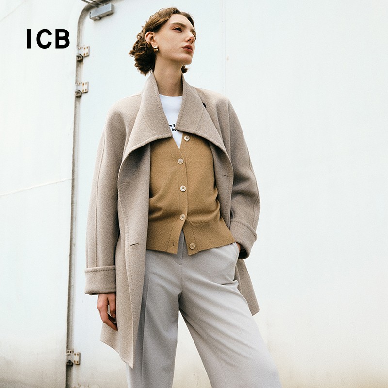 羊毛牦牛毛混纺毛呢外套商场同款