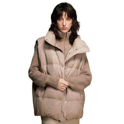 羊毛混纺白鹅绒背心马甲商场同款