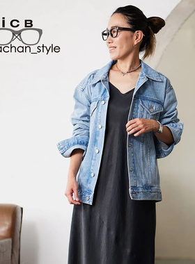 ICB日系春季通勤宽松纯棉水洗做旧方领牛仔外套休闲上衣商场同款