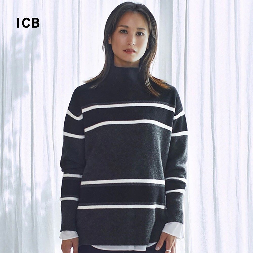 ICB日系春季通勤宽松羊毛羊绒混纺高领套头毛衣针织毛衫商场同款,女装/女士精品,毛针织衫,淘宝优惠券,粉丝福利购,淘宝优惠卷