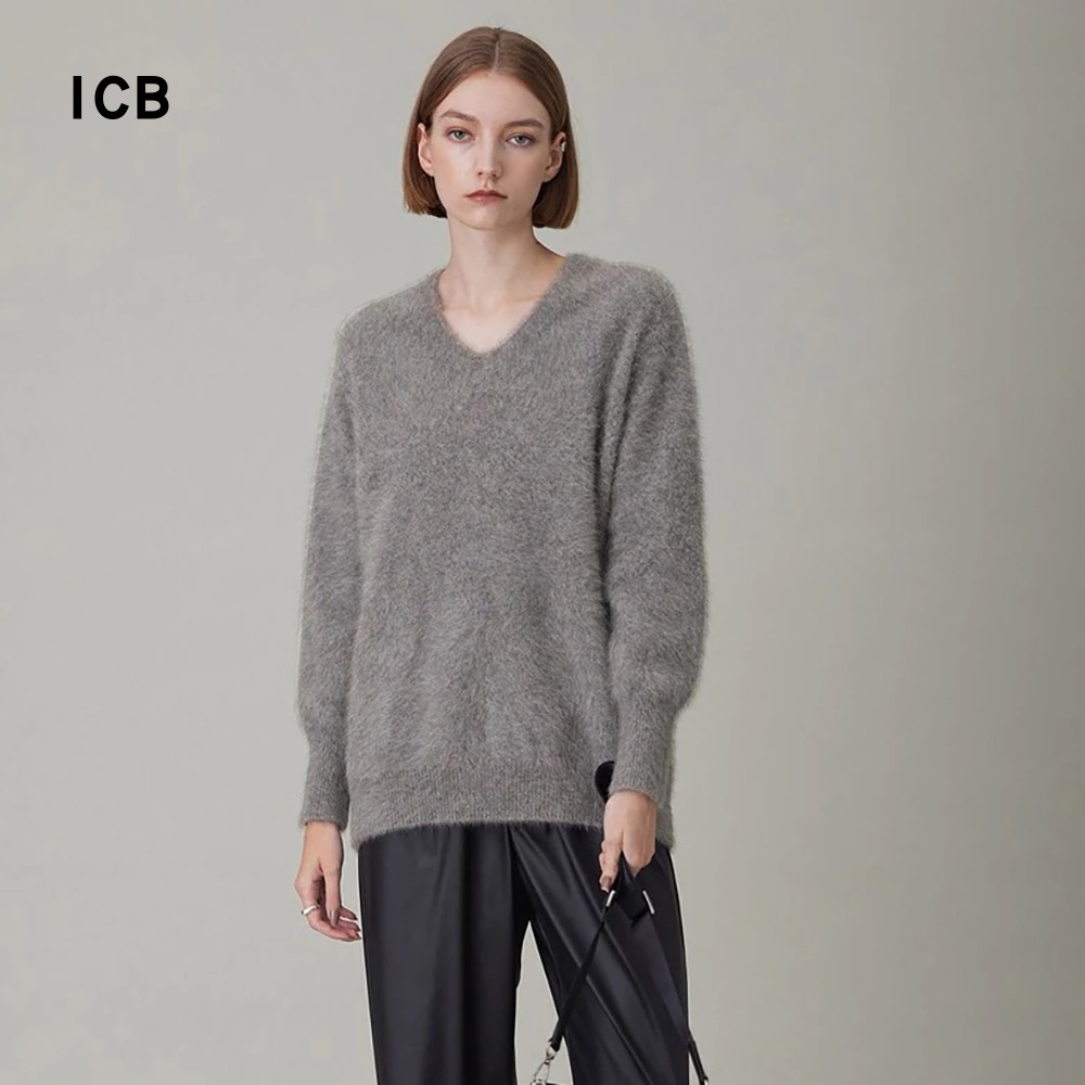 宽松款羊绒混纺针织毛衣商场同款