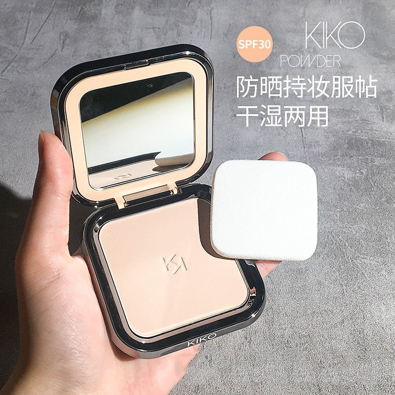 一粉多用|KIKO防晒粉饼哑光定妆补妆持久零毛孔干湿两用SPF30