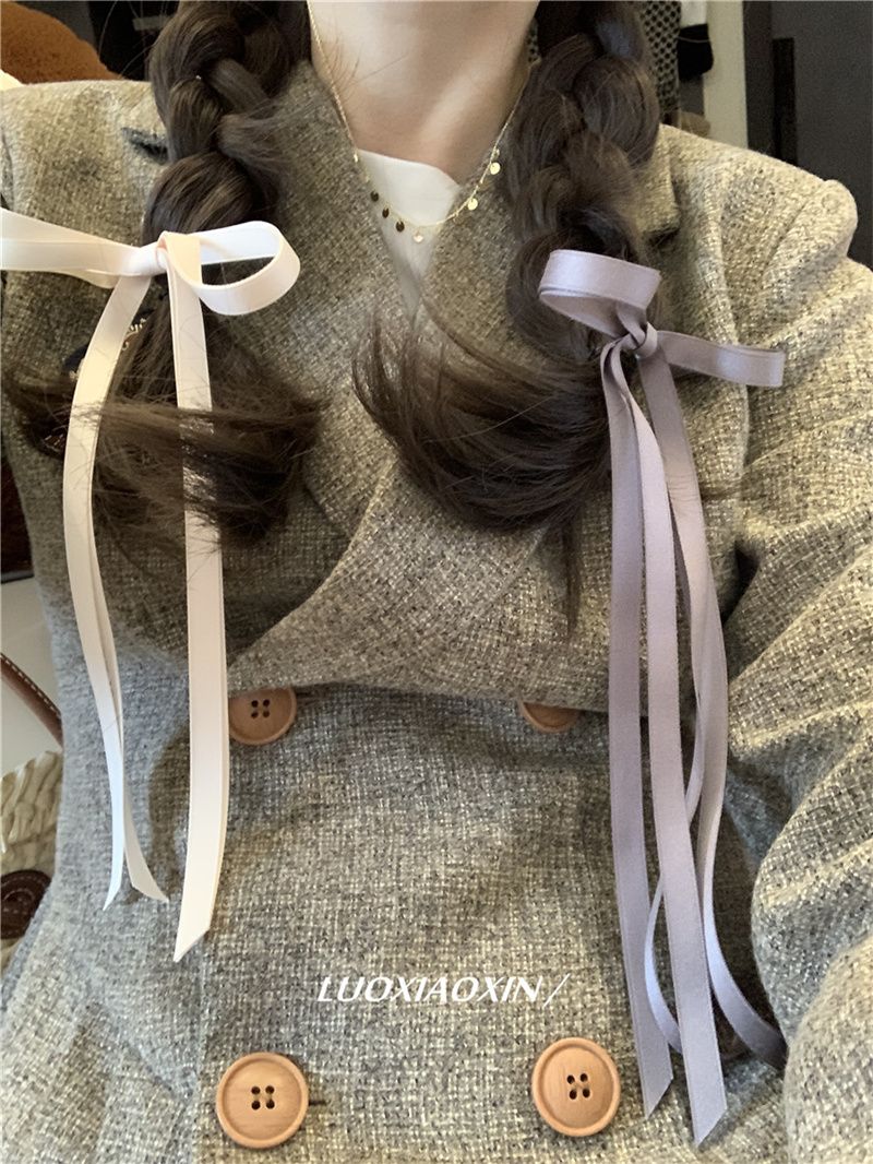 韩国ins风细长飘带蝴蝶结发卡清新发夹后脑勺弹簧夹双马尾发饰女