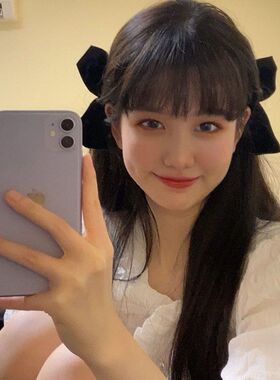 Jisoo同款蝴蝶结发夹blackpink韩国智秀复古黑白色气质对夹鸭嘴夹