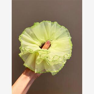 青提蜜瓜~高级感绿色大肠发圈女扎头发丸子头超大号发饰新款头绳