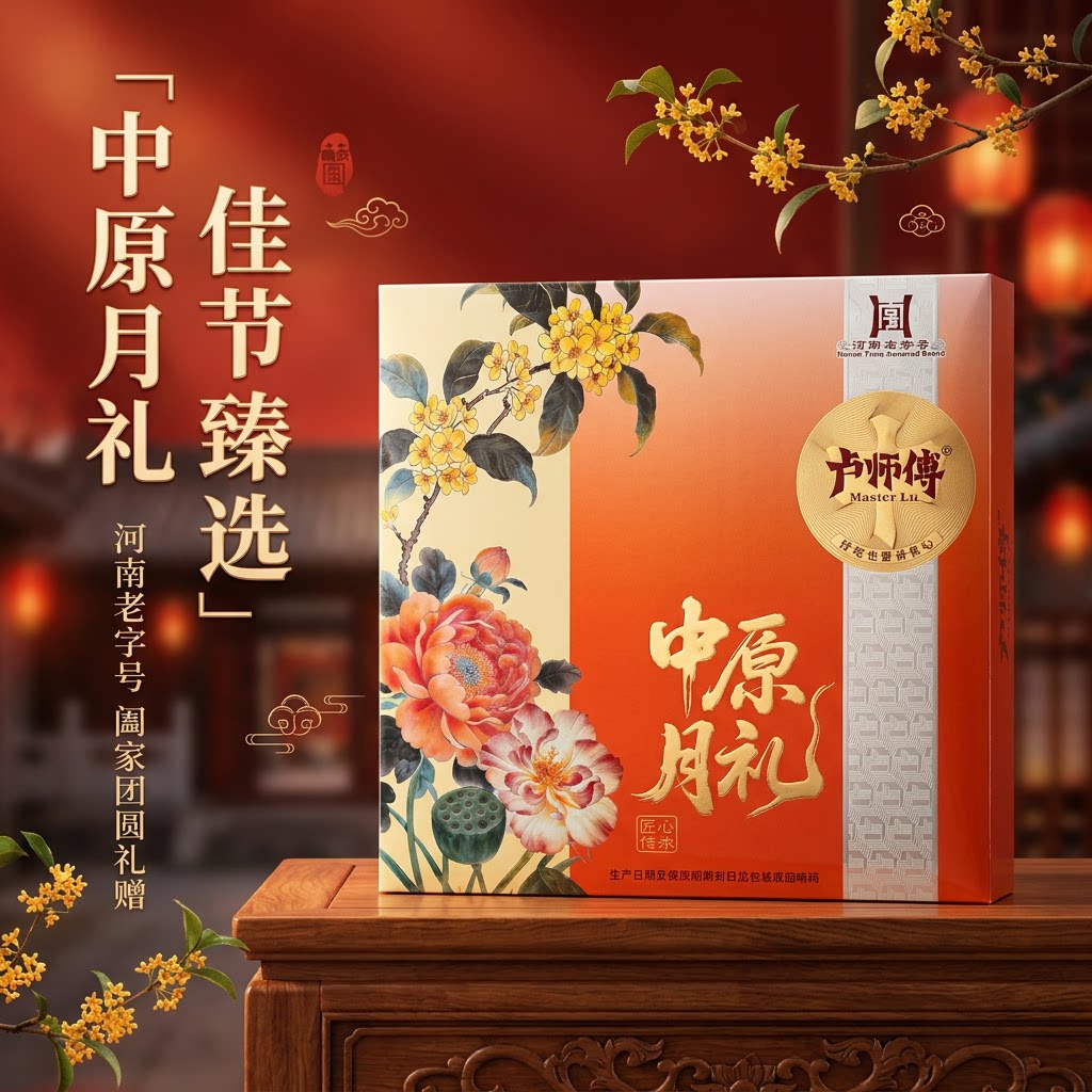 卢师傅月饼奶香椰蓉巧克力花生五仁芝麻公司员工团购福利中秋礼盒