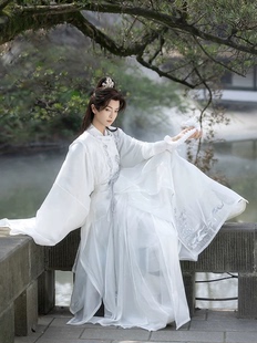 扶桑白色男女同款春夏绣花古风仙气飘逸套装原创魏晋风影视服装