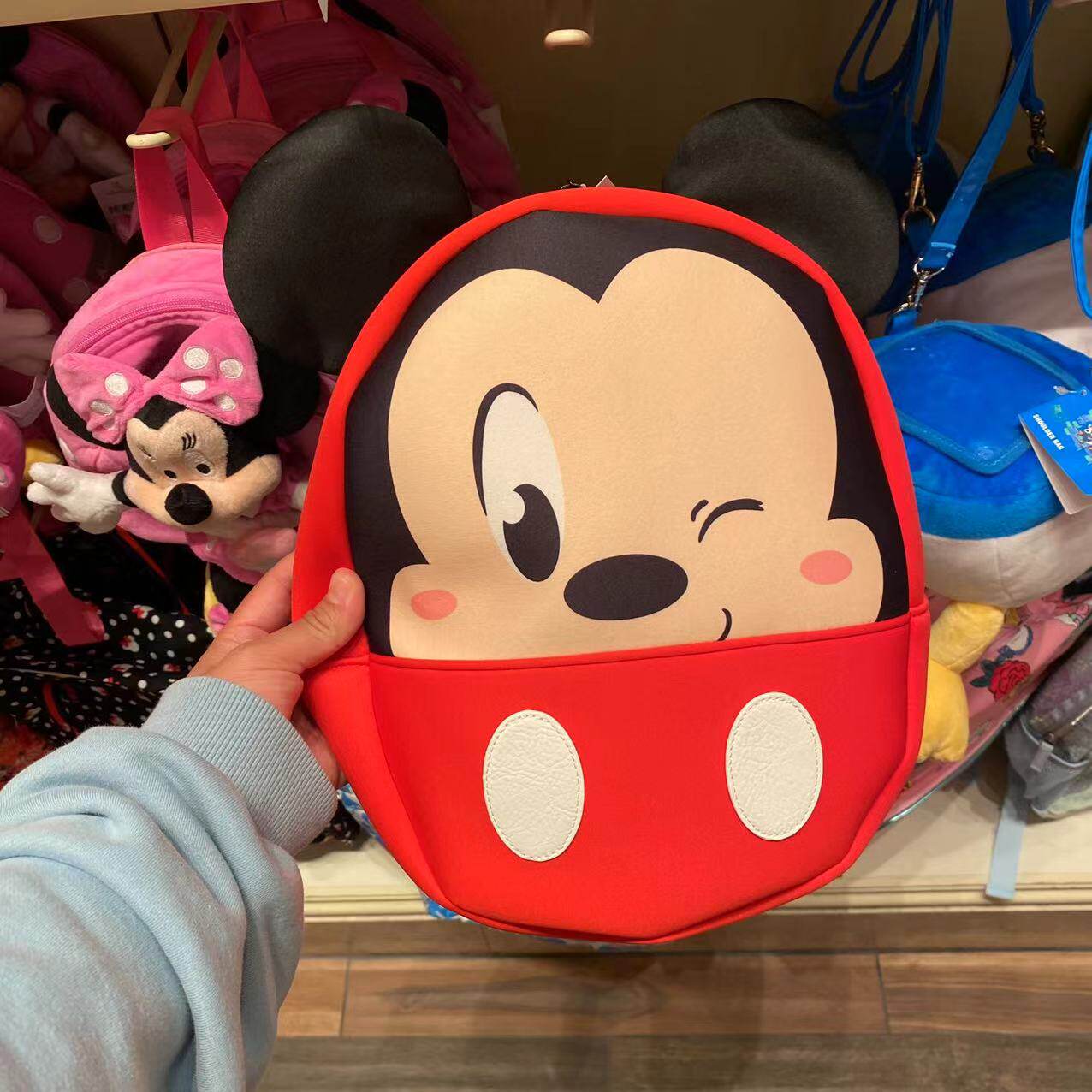 香港迪士尼代购  Q版大头米奇可爱动漫卡通儿童太空棉双肩包书包