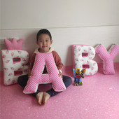 客厅大抱枕靠垫花布字母床头靠创意家居车载装 饰沙发腰垫拼音教具