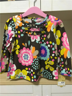 童装美国时尚风洋气碎花长袖t恤