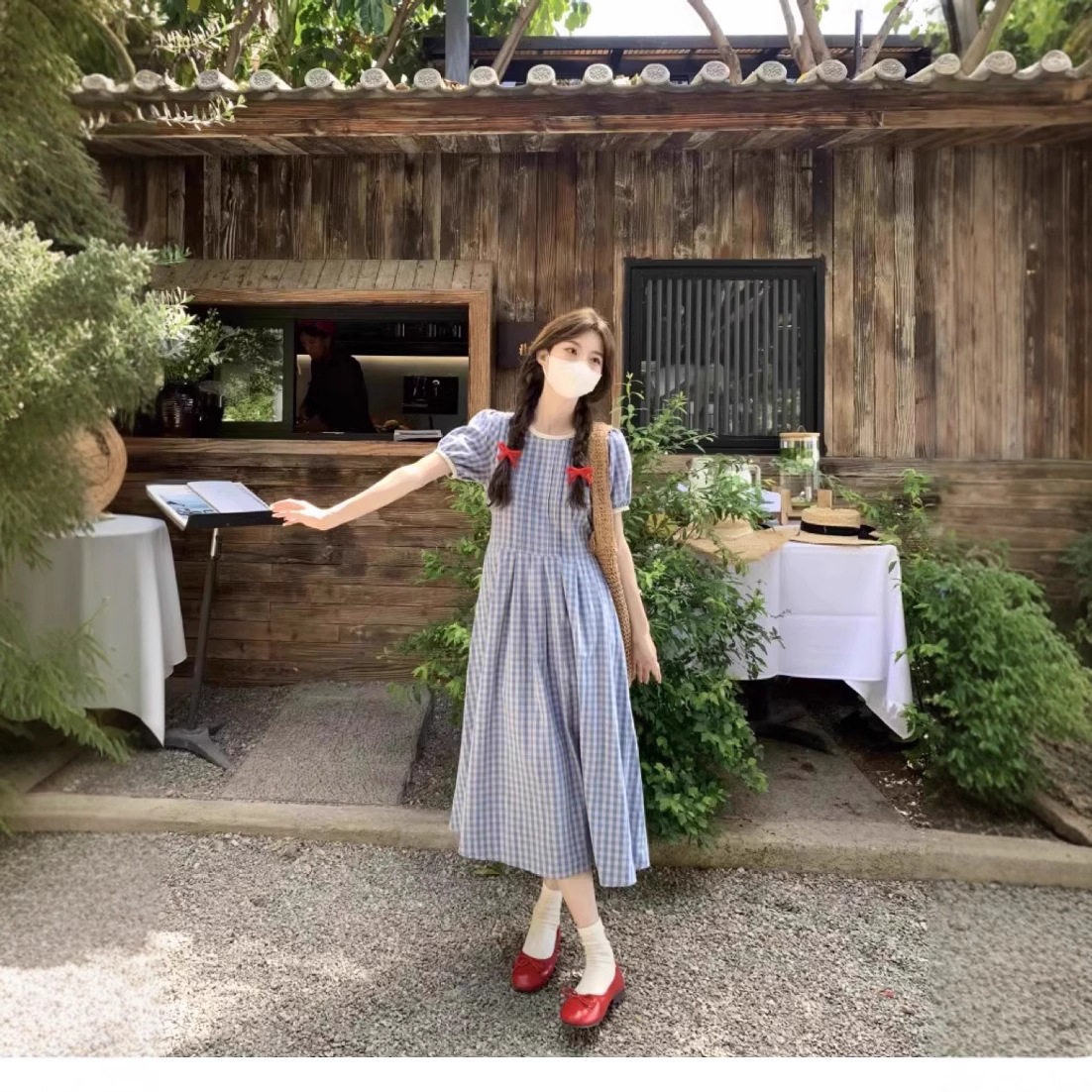 2025夏季新款圆领学生灯笼袖温柔风落地长裙初恋甜美公主连衣裙女
