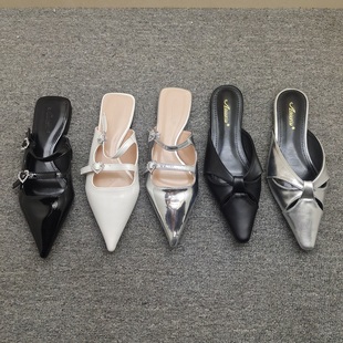 35码平底法式仙女风包头半拖鞋女2025年新款夏季外穿显瘦尖头凉拖