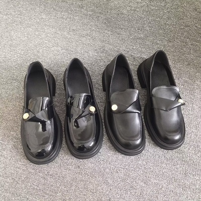 厚底乐福鞋学院风套脚小皮鞋