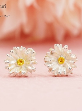 Palnart poc花朵清新绿羽毛可爱小清新森系气质夏天少女绿色耳钉