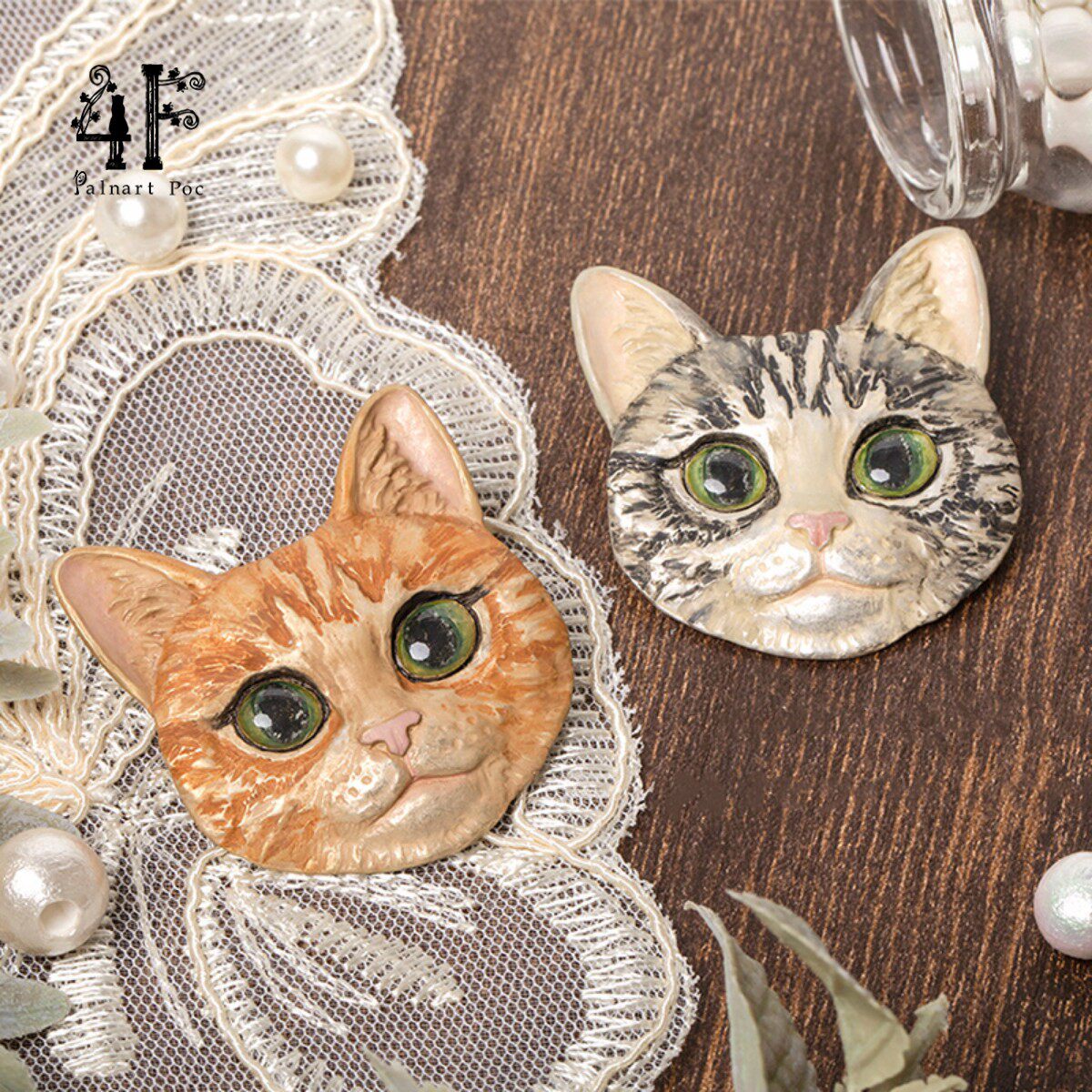 巡meguri原创Palnart poc子品牌4F小众设计夜光发光猫咪猫脸胸针