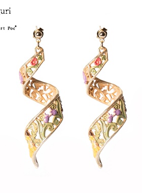 巡meguri手作Palnart poc春天的螺旋耳环耳夹耳新艺术运动风立体