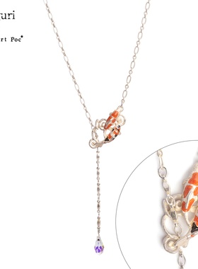 巡meguri精品Palnart Poc水面之锦项链Y字垂坠锦鲤鱼水波纹和风