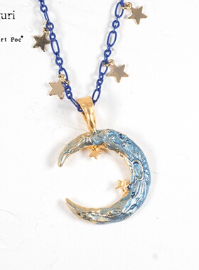 palnart poc蓝色月亮星星 森系梦幻可爱百搭少女项链锁骨链