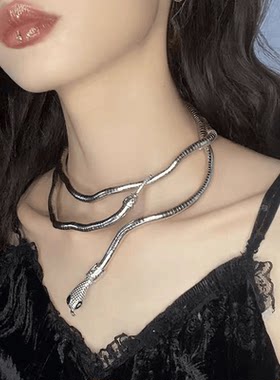 黑暗土酷开口随意造型蛇形设计项链项圈个性欧美辣妹夸张颈链灵蛇