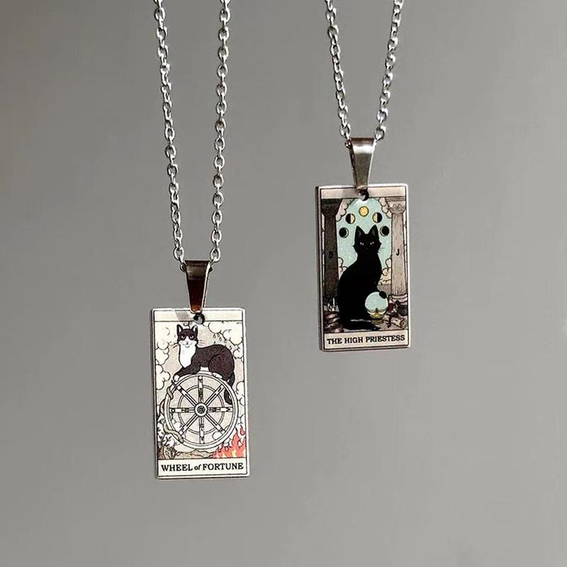 TAROT塔罗牌项链女复古油画UV彩印设计感颈链甜酷个性高级锁骨链