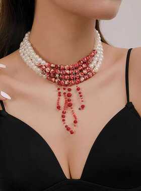 万圣节血的眼泪玛丽朋克仿珍珠