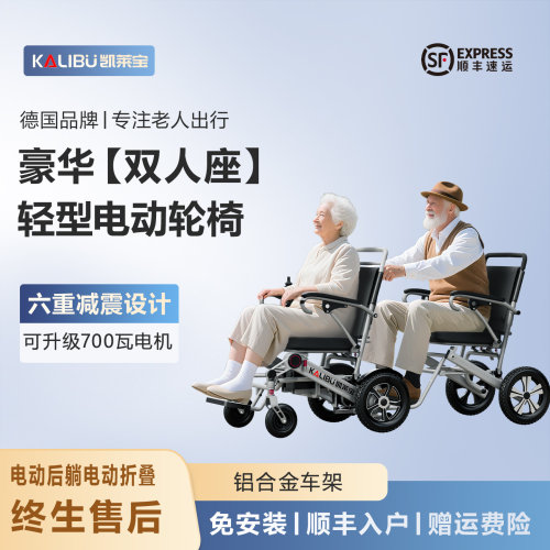 陪父母一起出行双人电动轮椅