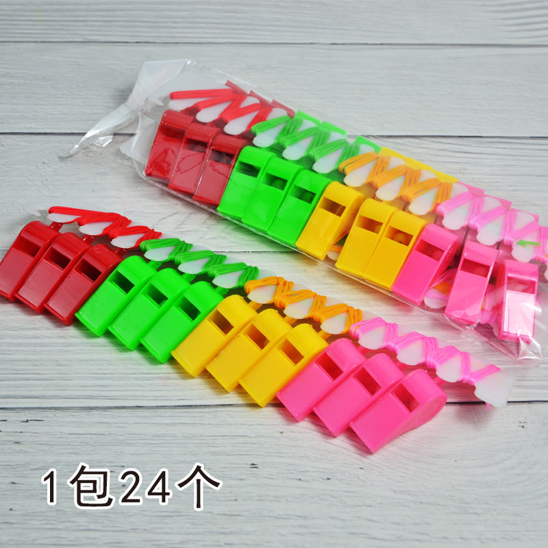 裁判彩色塑料哨子 24个训练口哨助威加油比赛儿童练习球哨子玩具