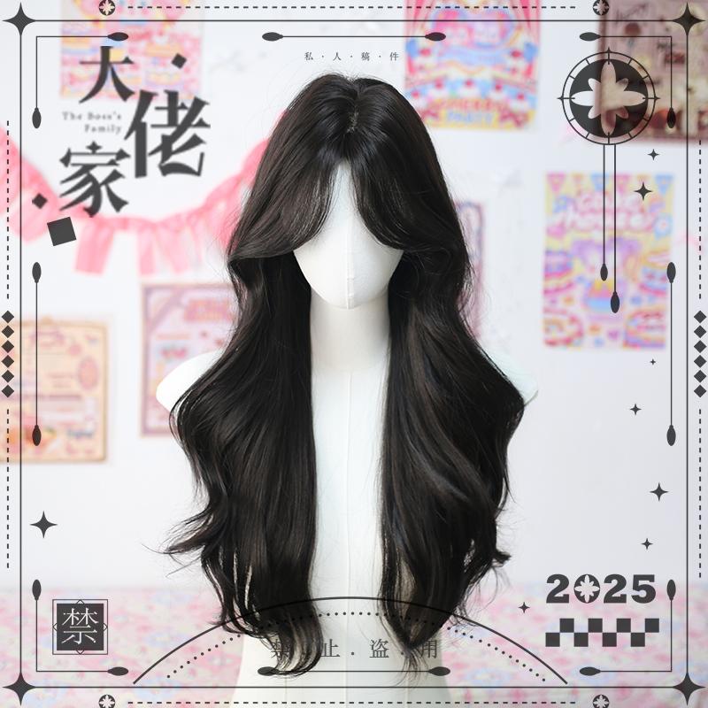 仿真自然全头套长卷发假发