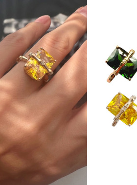 温莎珠宝黄水晶竹节轻奢气质戒指