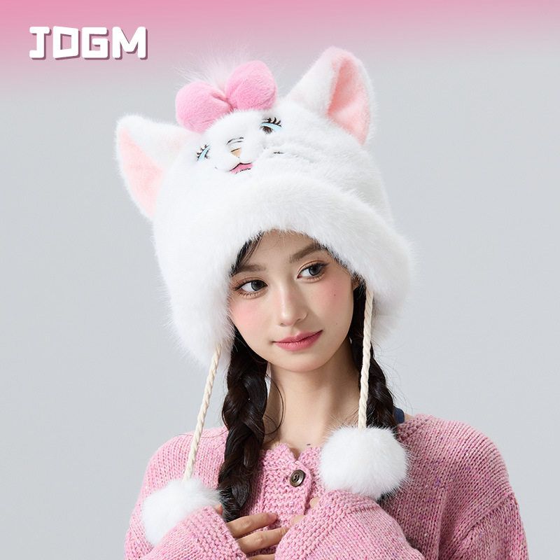 卡通玛丽百搭显脸毛小猫雷锋可爱新款防寒保暖护耳秋冬季绒帽帽女