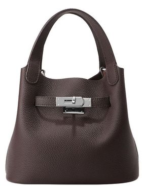 新款菜篮子包女真皮荔枝纹单肩斜挎腋下包水桶包大容量通勤凯利包