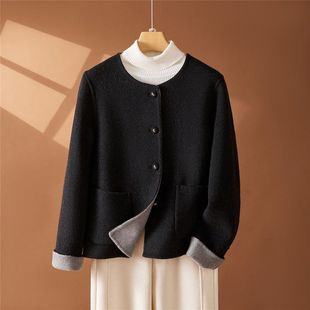 2025新款简约小香风双面呢外套双面羊毛大衣小个子羊毛外套短款女