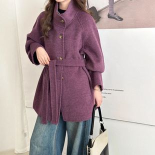 双面外套中长款短款羊毛立领呢子大衣秋冬毛呢百搭2025女小个子