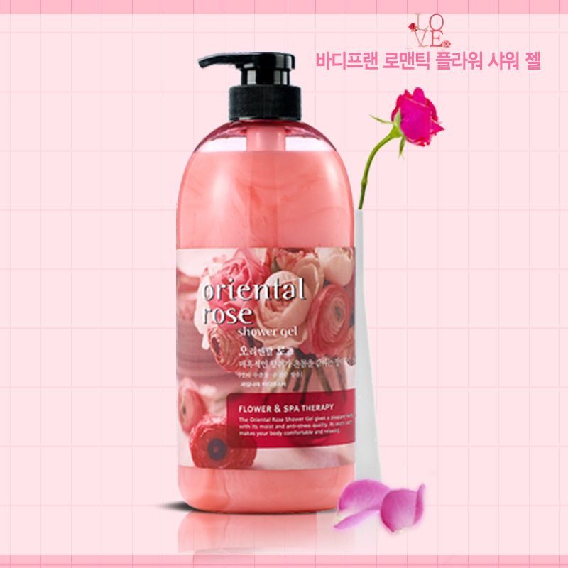 韩国授权总 水果之乡玫瑰花香沐浴露 温泉水滋润保湿732ml