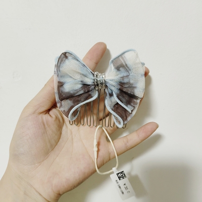 （满15包邮发货）永诗韩系晕染立体精致蝴蝶结云梦纱语插梳
