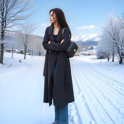 双面羊绒大衣女士2025年秋冬新款高级感外套羊毛呢中长款宽松韩版