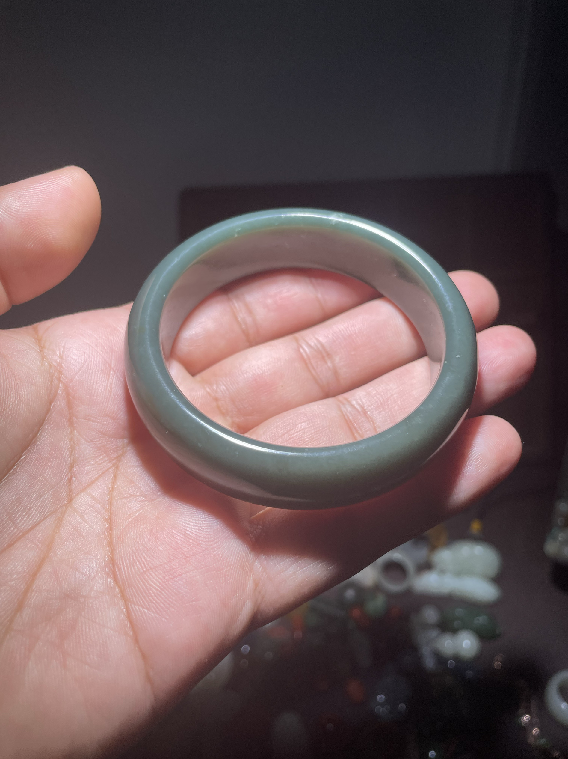特价老料子 蓝调带糖边 手镯 60圈口 很适合送老人哦