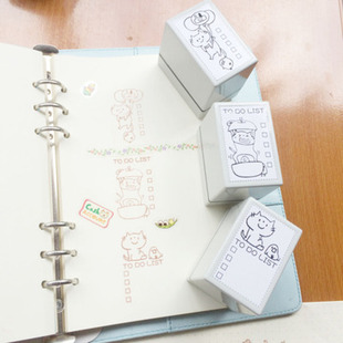 创意卡通插画手账印章 TODOLIST/周/月计划打卡光敏手帐印章印油