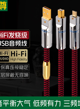 线尊 USB音频线Typec转方口A-B手机电脑声卡OTG连接线解码器发烧