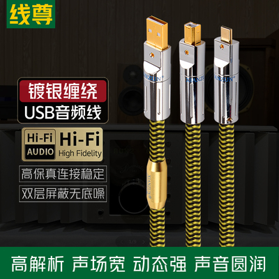 线尊 镀银USB音频线Typec转方口A-B手机电脑连接声卡解码器数据线